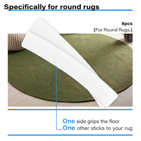 Eight Pack Rug Gripper Pads For Round Rugs 4x4 To 6x6 Feet With Curved Edge Design Keeps Rugs From Slipping And Curling Floor Safe