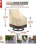Heavy Duty Waterproof Outdoor Chair Covers Built To Last For High Back Dining And Swivel Chairs Pack Of 2 All Weather Patio Furniture Covers Beige And Brown Fits Up To 29W 30D 42H displayed covering swivel chair