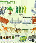 Awesome Dinosaur Race Track Playset With 140 Tracks, Dinosaurs, Cars, Bridges, Ramps, Trees, Traffic Lights Displayed