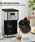 14-Cup Programmable Drip Coffee Maker With Normal And Strong Brew For Home Or Office, Glass Carafe, Auto Shut Off, Silver