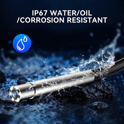 Ultra Slim 5.5mm USB Endoscope Borescope with 6 LED Lights, waterproof, showing corrosion resistance against water.