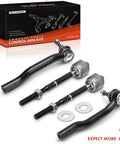 Front Inner Outer Tie Rod End Kit For Nissan Cube 2009 2014 And Versa 2007 2012 Hatchback Replacement Steering Linkage Bolt On Easy Install Tightens Loose Steering And Eliminates Play, black steel parts with box