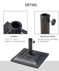 Heavy Duty Resin Umbrella Base Stand For Patio Market Parasols, Square Bronze Finish With Decorative Pattern, Easy Setup