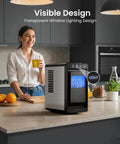 Portable Countertop Ice Maker Keeps Things Icy Fast With 26 Pounds Daily Bullet Ice And Hassle Free Self Cleaning on kitchen counter.
