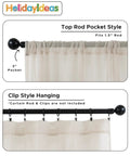 All Weather Outdoor Sheer Curtains 6 Pack For Patio And Porch, Rod Pocket Beige 54x84 Inches, rod pocket and clip style shown