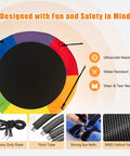 40 Inch Saucer Tree Swing For Kids Outdoor Fun With Waterproof Textilene Fabric Easy Assembly 500 Lb Weight Capacity Multicolor