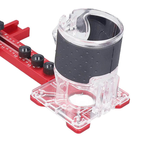 Close-up of 4 In 1 Router Jig With Adjustable Milling Groove Bracket For Woodworking, showing modular aluminum base.