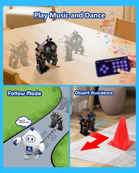 Kid Friendly Bionic Biped Robot Kit For STEM Toys And Science Fun Hands On Programmable Coding Crafts Set With Arduino ESP32 Learn Mechanics Electronics And Coding Great Birthday Gift For Ages 8 To 12 Boys And Girls, app control
