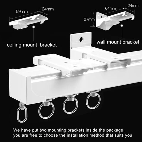 Heavy Duty Ceiling Mounted Curtain Track System For Drapes And Room Dividers Sliding Rail For Living Room White 4.5m Commercial Grade Aluminum Alloy Rust Resistant Smooth Operation And Easy Installation, ceiling and wall brackets