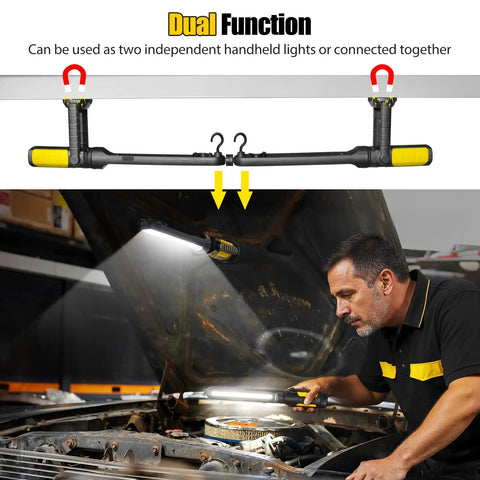Magnetic LED Work Light for Mechanics With 2400LM Brightness, 4400mAh Rechargeable Battery used under vehicle hood