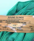 Green Poly 6 Foot Endless Round Sling Workhorse With 5300 Lbs Vertical WLL And 10600 Lbs Basket WLL Heavy Duty Lifting Sling For Industrial Rigging Easy To Read Tags Safe Lifting Slings For Hoisting tag close-up