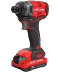 V20 Cordless Impact Driver Kit With 1/4 Inch Quick Release Chuck Battery And Charger Included Brushless Motor Delivers Up To 1500 Inch Pounds Torque 2800 RPM 3500 IPM One Handed Bit Changes Black Red