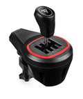 Badass H Pattern Sim Racing Gear Shifter With Seven Plus Reverse Gears For Real Manual Transmission Feel Plug And Play Game Changer For PS5 Xbox PC Steering Wheel Setups That Will Elevate Your Cockpit Rig To Pro Levels Instantly - close-up view of the shifter with red accents.