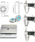 Thinking Process: miniature steel deep groove bearing, 10x11.5x4 mm, shown with caliper and scale