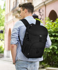 Man walking with 22L Insulated Leak Proof Cooler Backpack For Beach Picnics Camping And Travel Waterproof Soft Cooler Bag Black