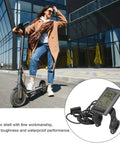 22.2mm LCD Cycling Computer For E Bikes Multifunctional Display Meter With Speedometer Odometer Battery Voltage Monitor And Mod Kit Compatible With 24V 36V And 48V Systems shown next to woman riding scooter