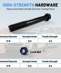 Heavy Duty Bed Step Relocation Bracket Kit For 2024 To 2026 Toyota Tacoma, showcases steel bolt and lock nut specifications.