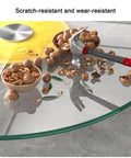 Tempered Glass Lazy Susan Turntable For Dining Table Round Swivel Serving Plate with walnuts and hammer on top