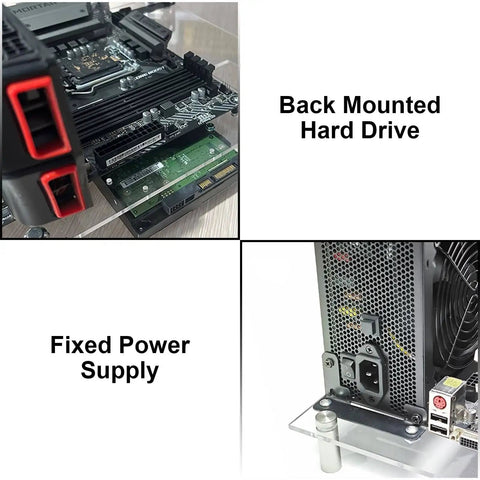 Open Frame Case Test Bench For DIY Builds Fits ATX Micro ATX ITX Motherboards Clear Organic Glass Frame with components