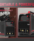Dual Voltage Aluminum TIG Welder With Pulse, AC/DC Inverter, Large LED Display, side view with dimensions