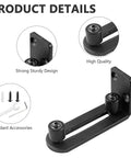 Close-up of Four Pack Black Sliding Barn Door Floor Guides Flush Wall Mount Bottom Adjustable Rollers, scratch-resistant design.