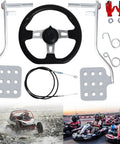 Brake And Throttle Pedal Kit With 71 Inch Cable And 270mm Steering Wheel For Go Karts And Drift Trikes, including parts and accessories