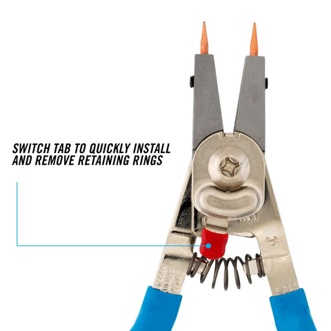 Front view of 6.5 Inch Retaining Ring Pliers For Auto And Machinery, Heavy Duty Snap Ring Tool with Precision Tips and Easy Grip Handles