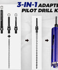 Front view: DaduoRi 2-1/2 in Pro Dry Core Drill Bit kit with pilot bit and 3 adapters; blue core drill.
