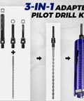 2 Inch Pro Dry Core Drill Bit Set With Pilot Bit And Three Adapters For SDS Plus SDS Max And One Half Hex 9 Point 5 Inch Depth Welded Blade Core Bits For Concrete With Rebar Masonry Brick And Mortar