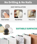 Tough As Nails Two In One Self Adhesive Magnetic Wall Hooks With Heavy Duty Grip No Drill Mount with installation steps and suitable surfaces.