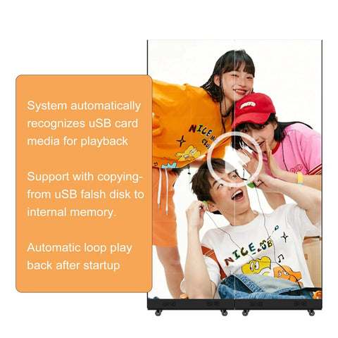 Top Shelf 80 Inch P1.86 Led Poster Display With Gob Coating And Spliceable Digital Signage Setup For Slick Indoor Advertising That Drops Dead Gorgeous At Retail Stores featuring playback instructions.