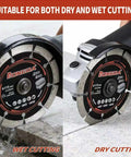 Four Point Five Inch Segmented Diamond Saw Blades Two Pack Angle Grinder Discs for fast wet and dry cuts on concrete and tile.