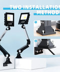 Image of Real Deal Heavy Duty LED Cob Work Light Featuring Adjustable Gooseneck Arm with two mounting methods.