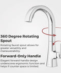 Pfister Vaneri Kitchen Faucet with Pull Down Sprayer, Polished Chrome featuring a 360 degree rotating spout and forward-only handle.