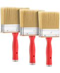 Deck Stain Brush Set With Red Handle Three Size Set With 4 Inch 5 Inch And 6 Inch For Tight Corners And Wide Decks Pro Grade Durable