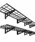 Two Pack 1x6 Foot Wall Mounted Floating Shelves Black For Garage Storage Pantry Or Kitchen Easy Stud Mount Classic Series 12x72 Inches Each Shelf Made From Two 1x3 Foot Panels side view