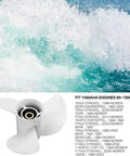OEM Aluminum Outboard Boat Propeller For Yamaha 60-115 HP Engines 3 Blade Right Rotation 15 Spline 13.5 Pitch on white background