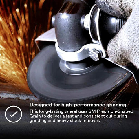 Right angle grinder using Depressed Center Grinding Wheel T27 Quick Change 9 Inch Heavy-Duty Wheel for metal beveling.