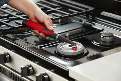 Attachable Grout Head For Cordless Power Scrubber cleaning stove burner with battery powered brush for tight spaces