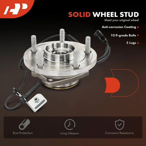 Front Wheel Bearing And Hub Assembly With Abs For Dodge Grand Caravan 2008 2020 Town And Country 2008 2016 Routan 2009 2014 And Ram C V 2012 2015 Heavy Duty Ball Bearing For Smooth Quiet Operation, shown with rust protection and corrosion resistance features