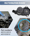 Zero Fuss Direct Swap Rear Parking Brake Actuator For Toyota Camry Rav4 installed on vehicle, showcasing part details and fitment.