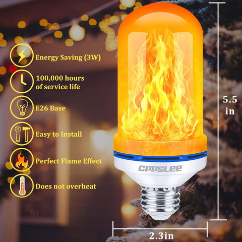 Upgraded LED Flame Light Bulbs With Realistic Flicker 4 Modes E26 Base Fire Glow Bulb For Halloween Decor Outdoor