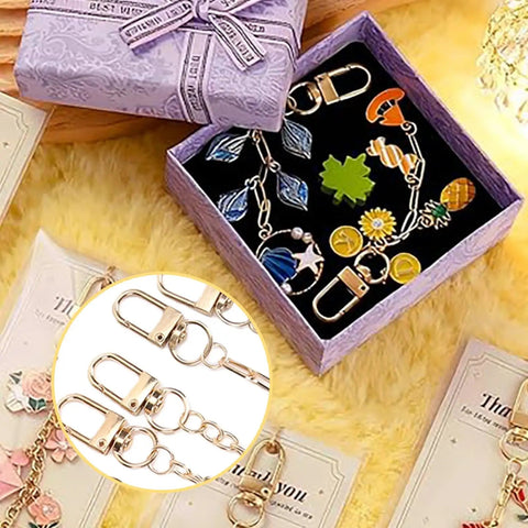 The Real Deal On DIY Keychain Crafting Comes In This Huge Kit Loaded With Iron Clasps Extender Chains Cards And Zip Pouches Plus Ropes To Build Sick Custom Keys Anyone Will Love It Done In Hours Perfect For Rainy Afternoons Or Group Time At Home Now. DIY keychain kit in purple gift box with iron clasps and charms