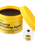 Industrial lubricating paste in a yellow 8.8 oz jar with lid; brown paste for metal drilling