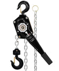 CREWORKS lever chain hoist, 3-ton capacity, black body with galvanized chain and swivel hooks