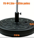 Close-up of round Water Filled 55 Lb Patio Umbrella Base Stand Heavy Duty with UV Stabilized Polymer Construction and Steel Tube