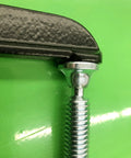 5 Inch Deep Throat U Clamp With About Two To Three Quarter Inch Jaw Opening And Five And A Half Inch Throat Depth, Malleable Steel Construction, Powder Coat Finish For Rust Resistance, Sliding T Handle For A Tight Grip, Lightweight 1.6 Lb. close-up of threaded screw