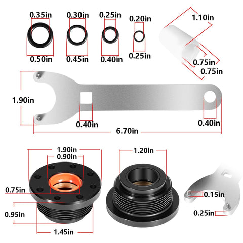 Heavy Duty Hydraulic Steering Seal Kit For Outboard Cylinders With Pin Wrench Fits HC5340 HC5341 HC5342 HC5343 HC5344 HC5345 HC6750 HC6751 HS5157 HS5167 Pro Grade DIY Friendly Quick Repair