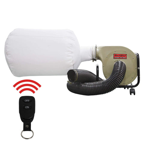 Powerful Beast 1HP Wall Mount Dust Collector with Remote Control and 550 CFM Airflow, 6.5A Induction Motor, 2-Micron Filter Bag