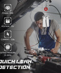 12V DC automotive smoke tester with metal canister, red gauge, hoses and universal cone adapter for vehicles and boats